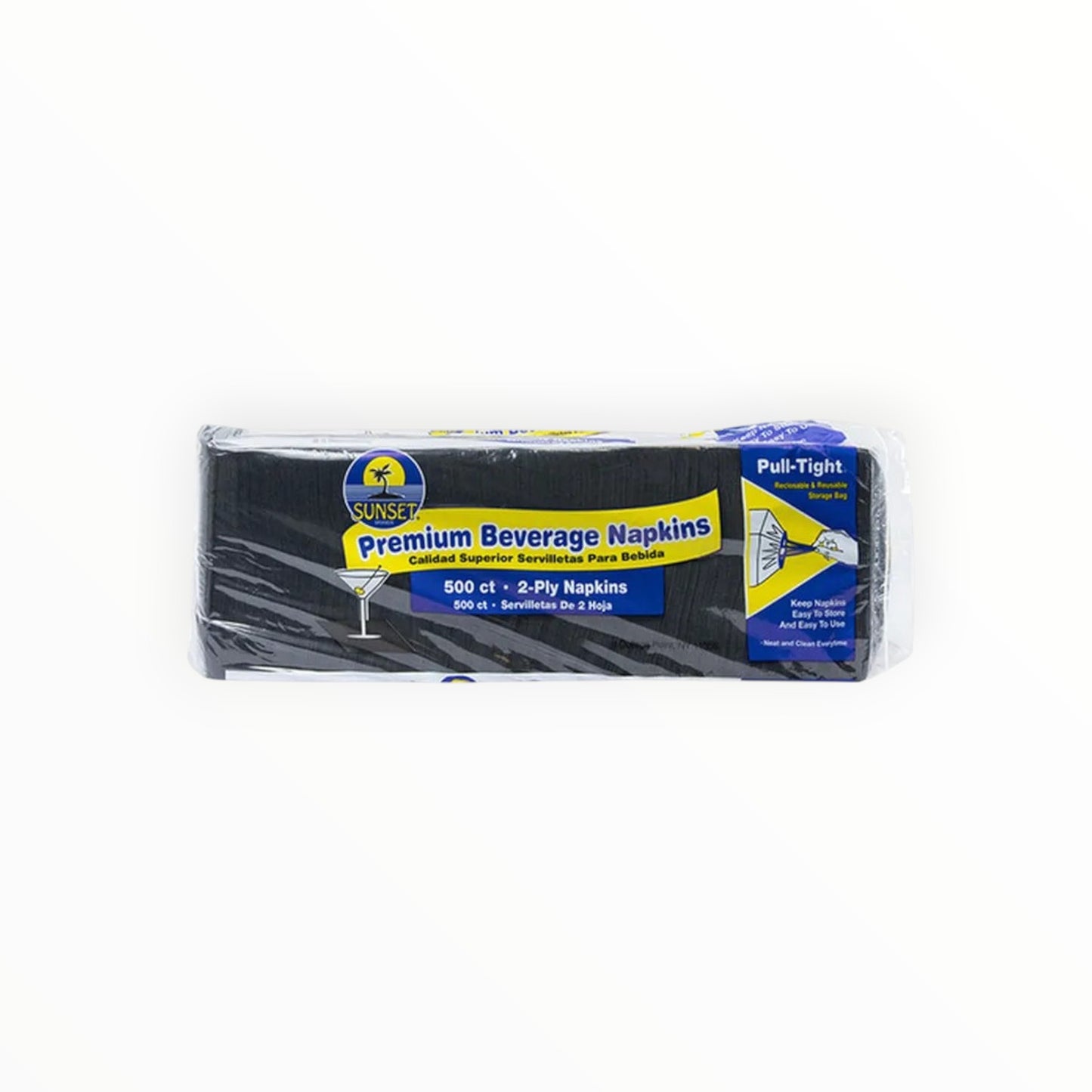SUNSET BLACK BEVERAGE NAPKINS 500pc/4pk(2000)