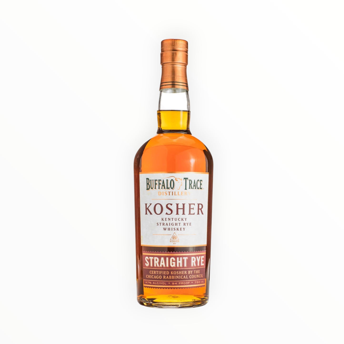 BUFFALO TRACE KOSHER STRAIGHT RYE WHISKEY 94PF 750ML