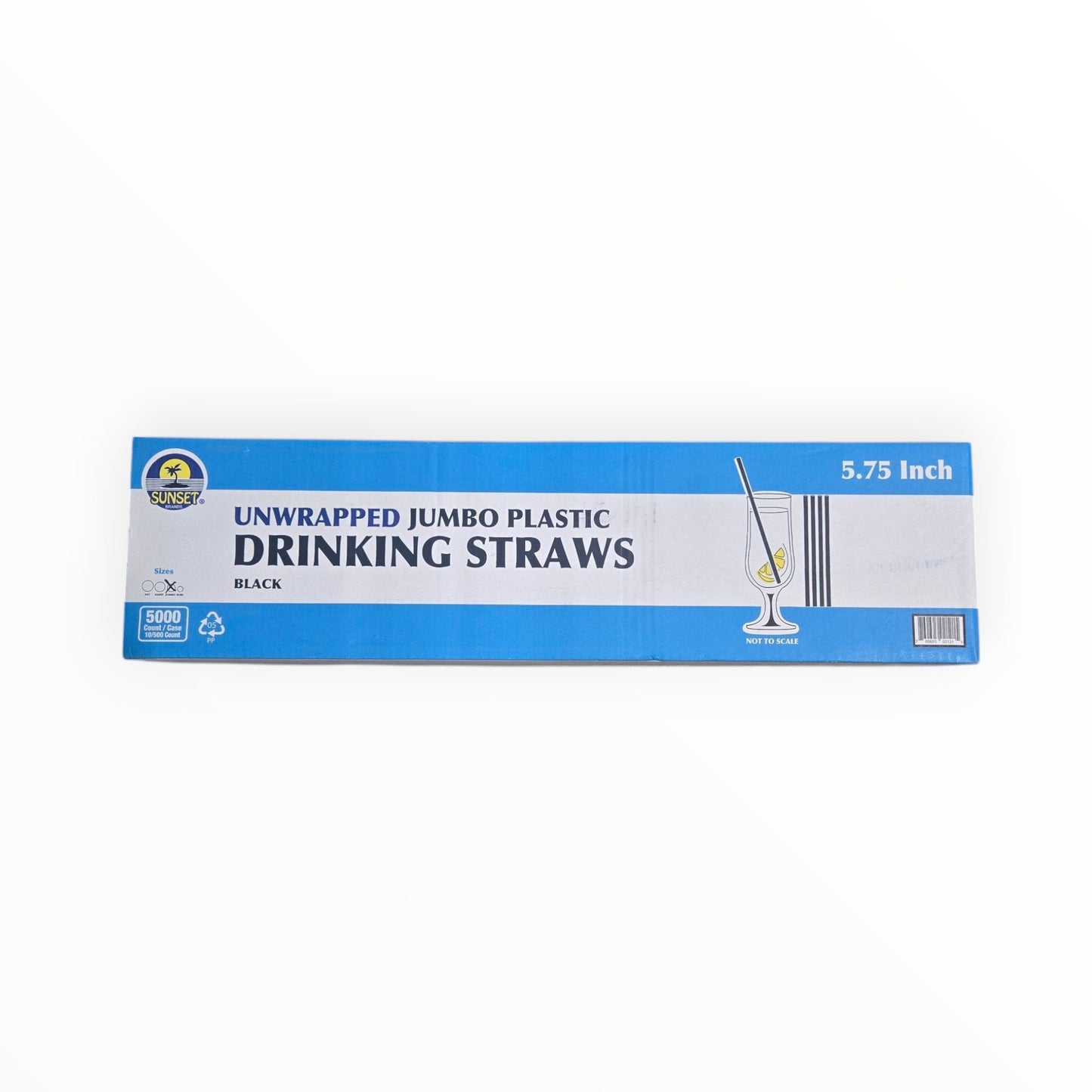 SUNSET 5.75 UNWRAPPED BLACK JUMBO STRAW 10/500 (5000)
