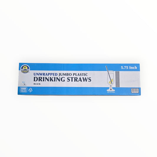 SUNSET 5.75 UNWRAPPED BLACK JUMBO STRAW 10/500 (5000)